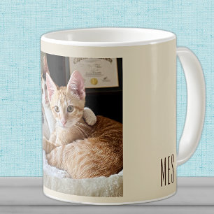 Caneca De Café Monograma Adicione Sua Própria Foto Animais de Est