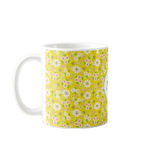 Monograma Amarelo e Branco das Flores de Mod Retro