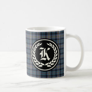 Caneca De Café Monograma antigo do Tartan de Kennedy do clã