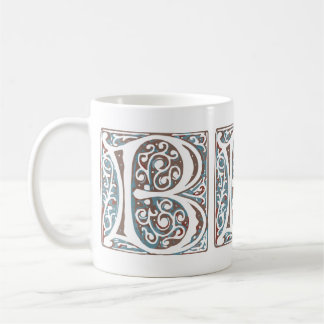 Caneca De Café Monograma antigo medieval elegante da letra B