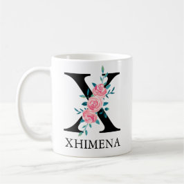 Caneca De Café Monograma Aquarela Letra Única Personalizada X