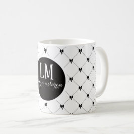 Caneca De Café Monograma Arco Branco e Preto Script