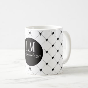 Caneca De Café Monograma Arco Branco e Preto Script