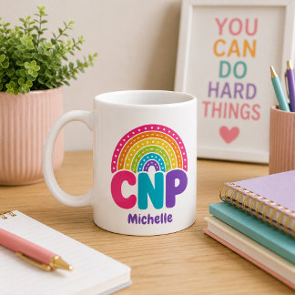 Caneca De Café Monograma Arco-Íris Boho CNP