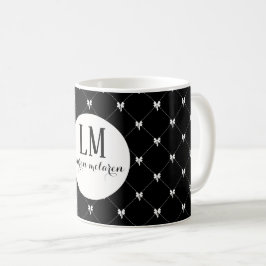Caneca De Café Monograma Arco Preto e Branco Script
