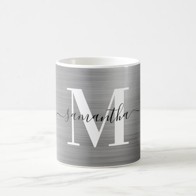 Caneca De Café Monograma Assinatura Prata Metálica (Centro)