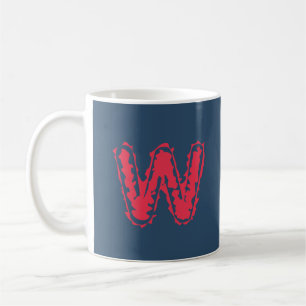 Caneca De Café Monograma assustador colando vermelho em azul