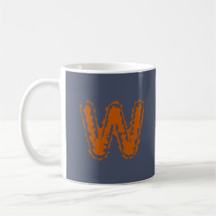 Caneca De Café Monograma assustador Piscando Laranja em Azul