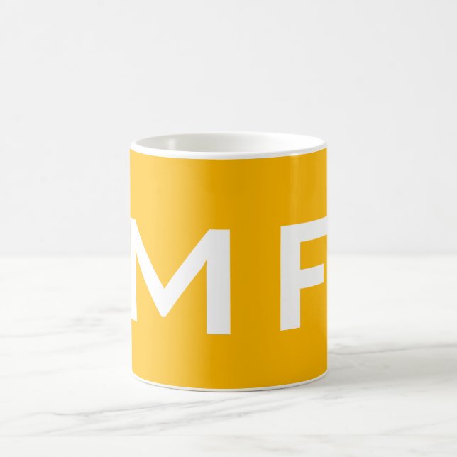 Caneca De Café Monograma Atrativo Amarelo Branco Moderno Plana (Centro)