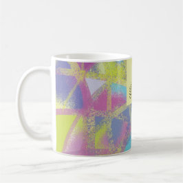 Caneca De Café Monograma azul abstrato púrpura