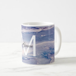 Caneca De Café Monograma Azul E Branco