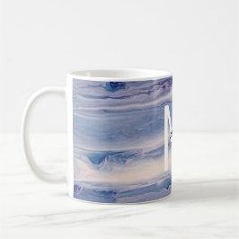 Caneca De Café Monograma Azul E Branco