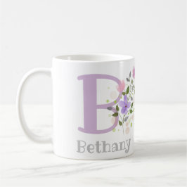 Caneca De Café Monograma B e Nome Cristão Bethany