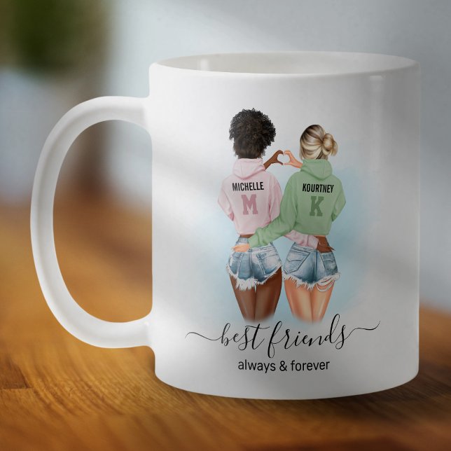 Caneca De Café Monograma BFF de Melhores Amigos (Criador carregado)