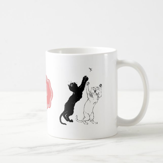 Caneca De Café Monograma Black Cat Art Nouveau Chat Noir Steinlen (Direita)