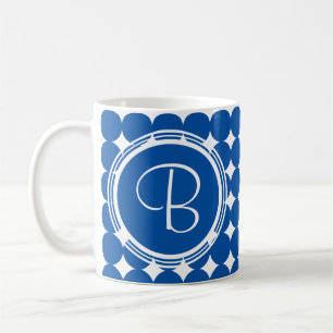 Caneca De Café Monograma Bolinhas Azul