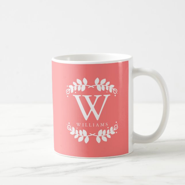 Caneca De Café Monograma bonito cor-de-rosa (Direita)