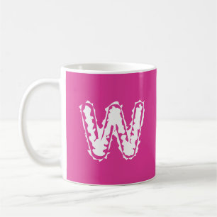 Caneca De Café Monograma branco assustador a rosa