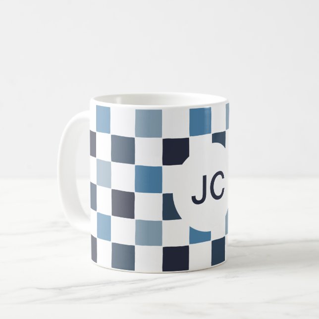Caneca De Café Monograma branco branco branco com verificação sim (Frente Esquerda)