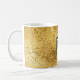 Caneca De Café Monograma branco preto-e-vírgula Dourado