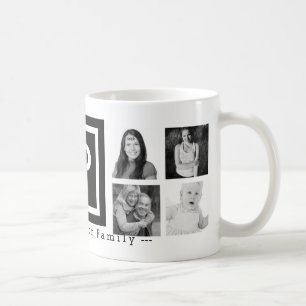 Caneca De Café Monograma BW Negrito com Colagem de 8 Instagram Fo