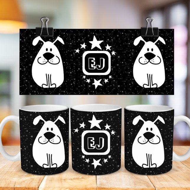Caneca De Café Monograma Cachorro de Porte Cuta com estrelas (Criador carregado)