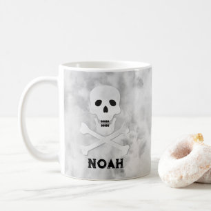 Caneca De Café Monograma Caveira e Crossbones Halloween Mug