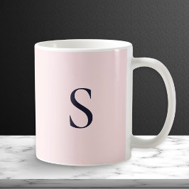 Caneca De Café Monograma Chic Moderno Minimalista Rosa