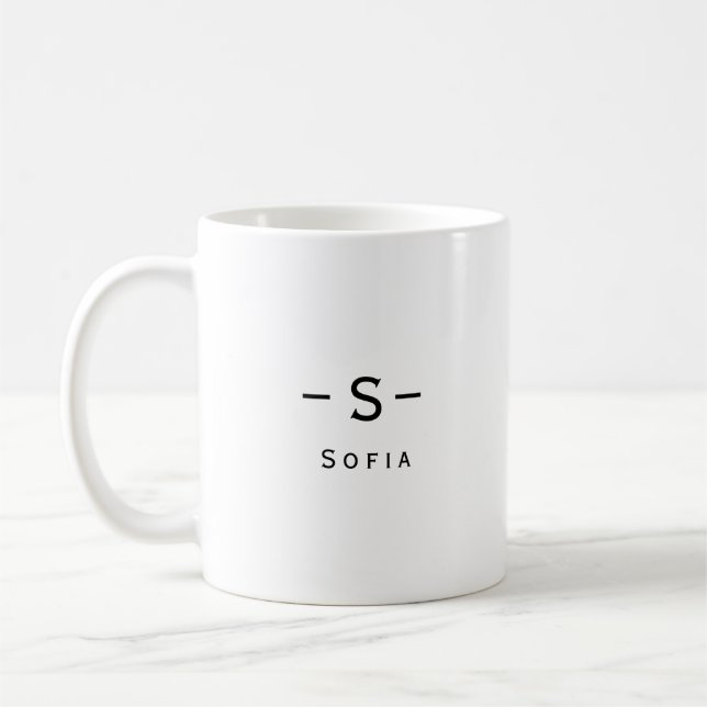 Caneca De Café Monograma chic preto (Esquerda)