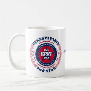 Caneca De Café Monograma Circular Patriótica da Pensilvânia Mug