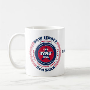 Caneca De Café Monograma Circular Patriótica de Nova Jersey