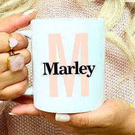 Caneca De Café Monograma Clássico de Cute Inicial Personalizado