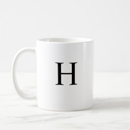 Caneca De Café Monograma Clássico Elegante Preto