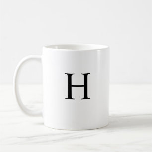 Caneca De Café Monograma Clássico Elegante Preto