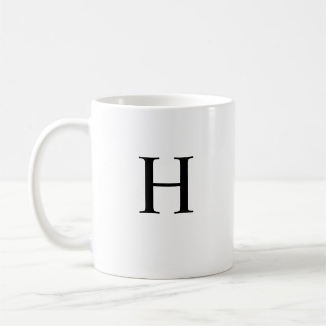 Caneca De Café Monograma Clássico Elegante Preto (Esquerda)