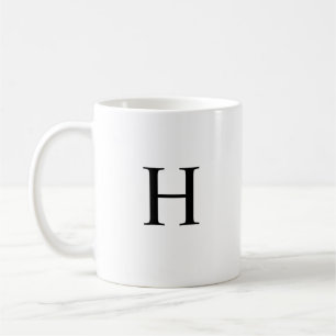 Caneca De Café Monograma Clássico Elegante Preto