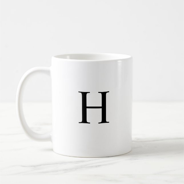 Caneca De Café Monograma Clássico Elegante Preto (Esquerda)