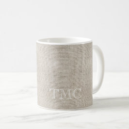 Caneca De Café Monograma clássico Iniciais brancos Linho fino