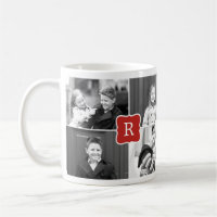 Monograma Collage Custom Photo Mug - Vermelho