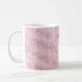 Caneca De Café Monograma com Brilho Rosa Bege