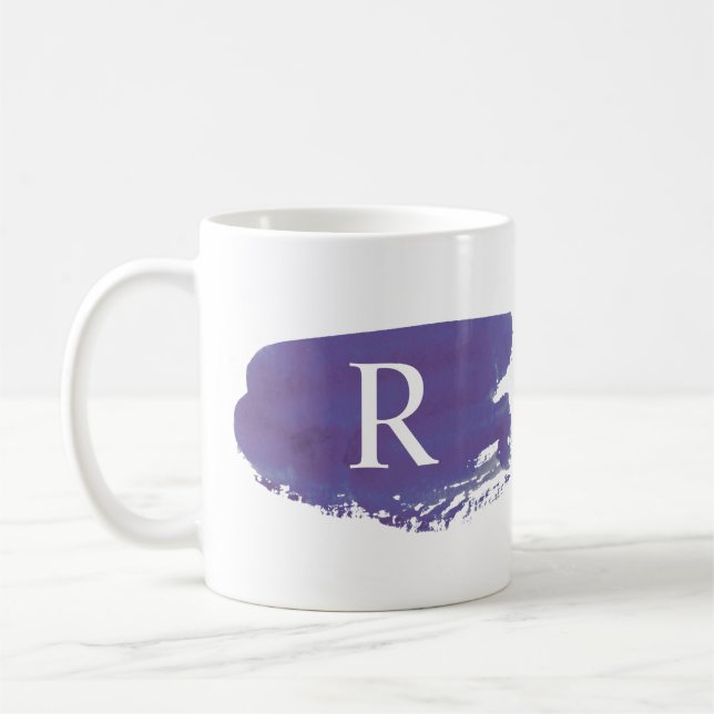 Caneca De Café Monograma com Ondulação em Aquarela Moderna (Esquerda)
