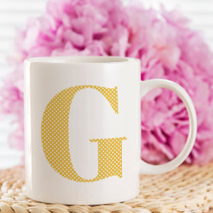 Caneca De Café Monograma com Pontos Amarelos e Brancos