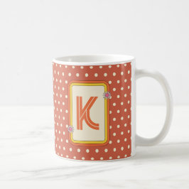 Caneca De Café Monograma da Bolinhas retrô