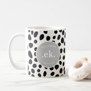 Caneca De Café Monograma da Cinza de Abstrato de Cachorro Dalmáti