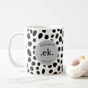 Caneca De Café Monograma da Cinza de Abstrato de Cachorro Dalmáti