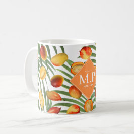 Caneca De Café Monograma da Fruta de Verão Vintage Mango & Greene