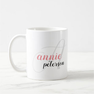 Caneca De Café Monograma da letra 'A' do nome Annie personalizado