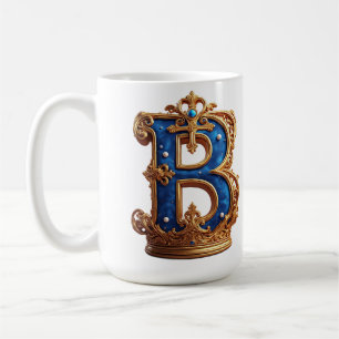Caneca De Café Monograma da Letra B Azul Real