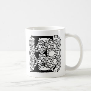 Caneca De Café Monograma da Letra E com Impressão de Nó Celta Vin