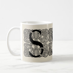 Caneca De Café Monograma da Letra S Impressão Vintage do Nó Celta